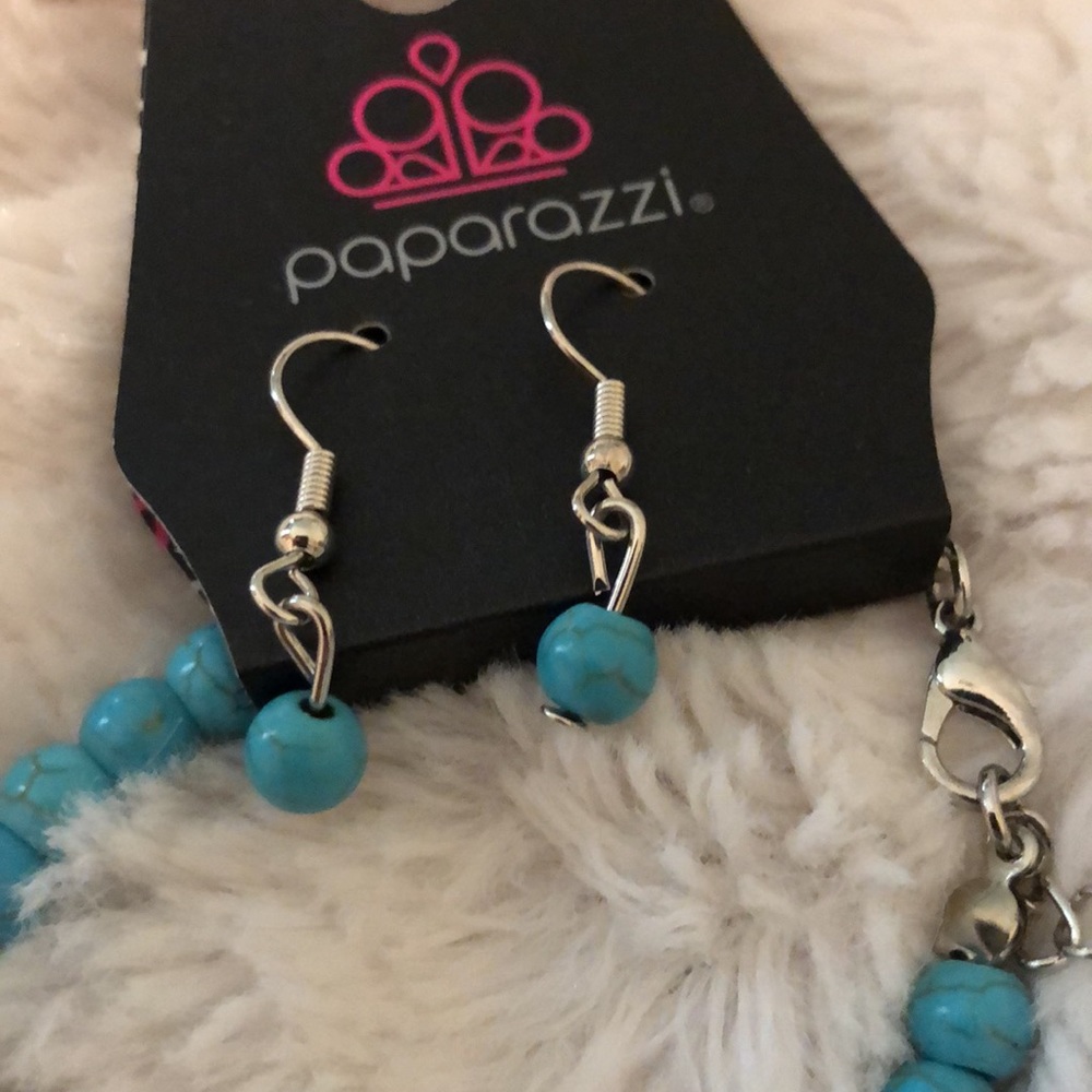Paparazzi Faux Turquoise Necklace/Earrings/Ring Set - Picture 5 of 5